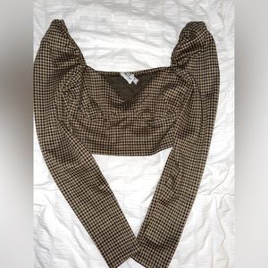 Long sleeve checkered, crop top